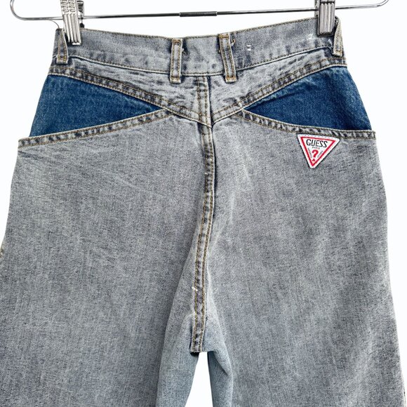 VTG Guess High-Waisted Two-Tone Denim Jeans Womens 28 Distressed Look - Picture 6 of 12